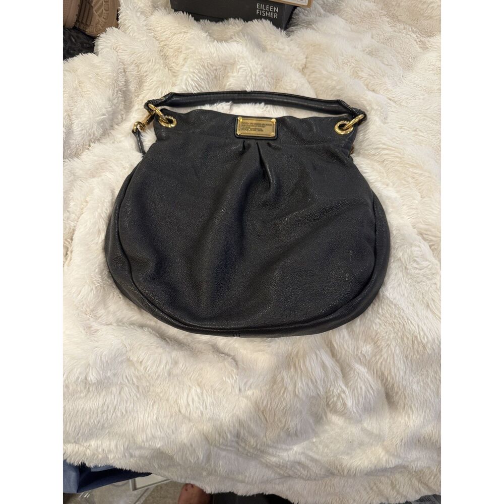 Marc Jacobs Classic Q Hillier Hobo Shoulder Bag BLack Pebbled Leather